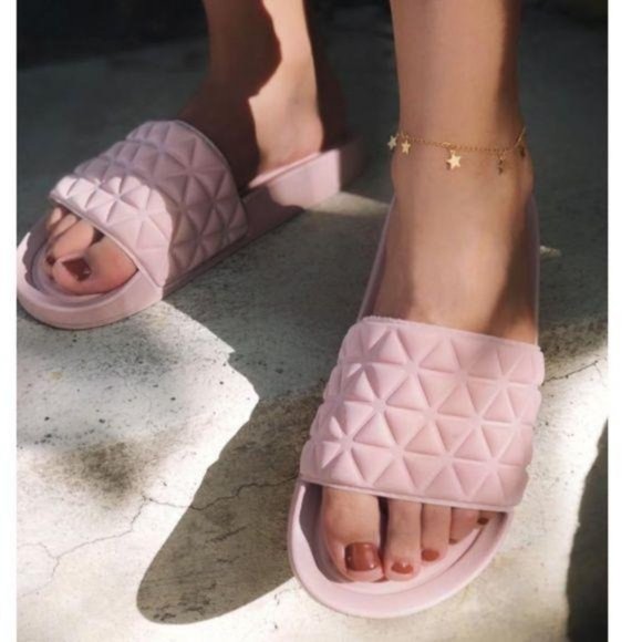 Nude Pink Neoprene Slides - Picture 2 of 3